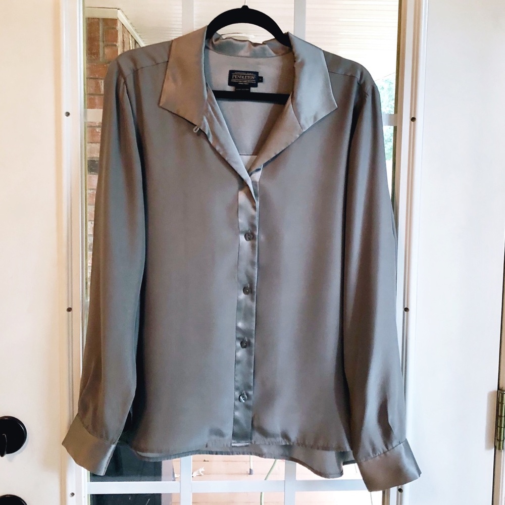 Pendleton Gray Silk Blouse